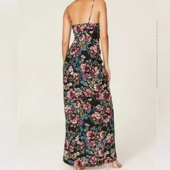 Amanda Uprichard Floral Print Maxi Dress Spaghetti Straps Slit Twist Front - Picture 2 of 10